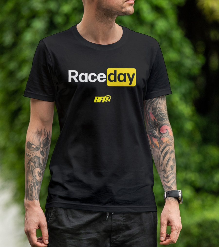 BFP Raceday Bold White Yellow Racing T-Shirt