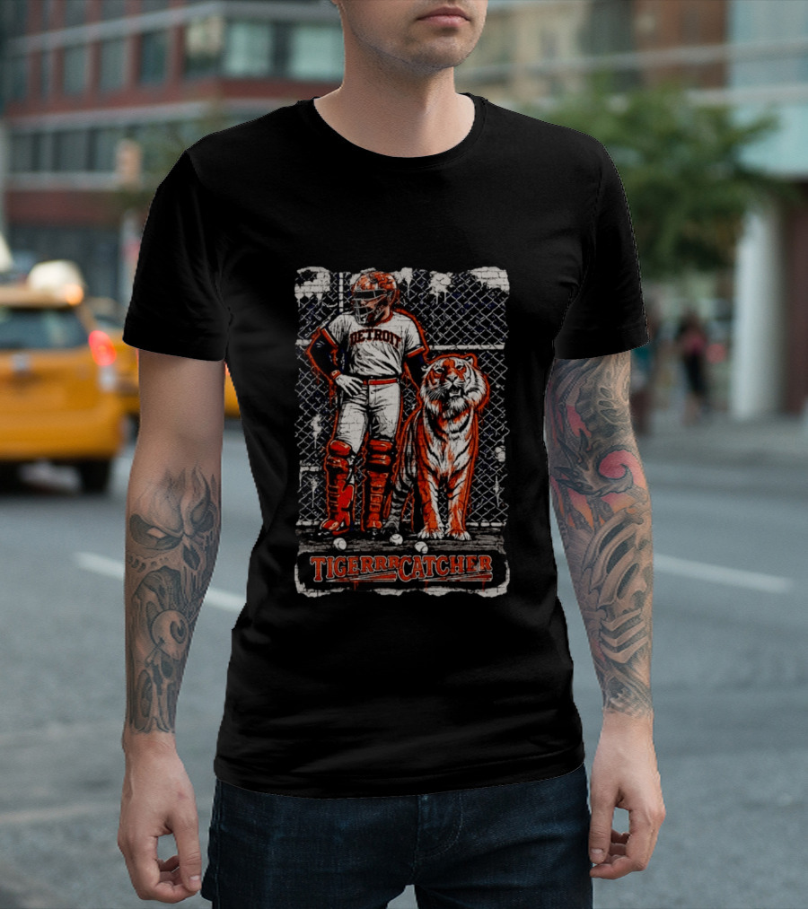 Detroit Tigers Tigerrrcatcher Baseball Player And Tiger T-Shirt