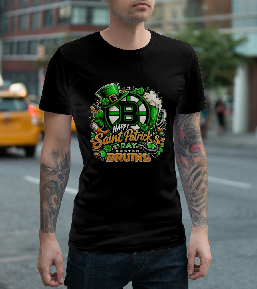 Boston Bruins St. Patrick's Day 2026 Celebration Hockey Team Florals T-Shirt