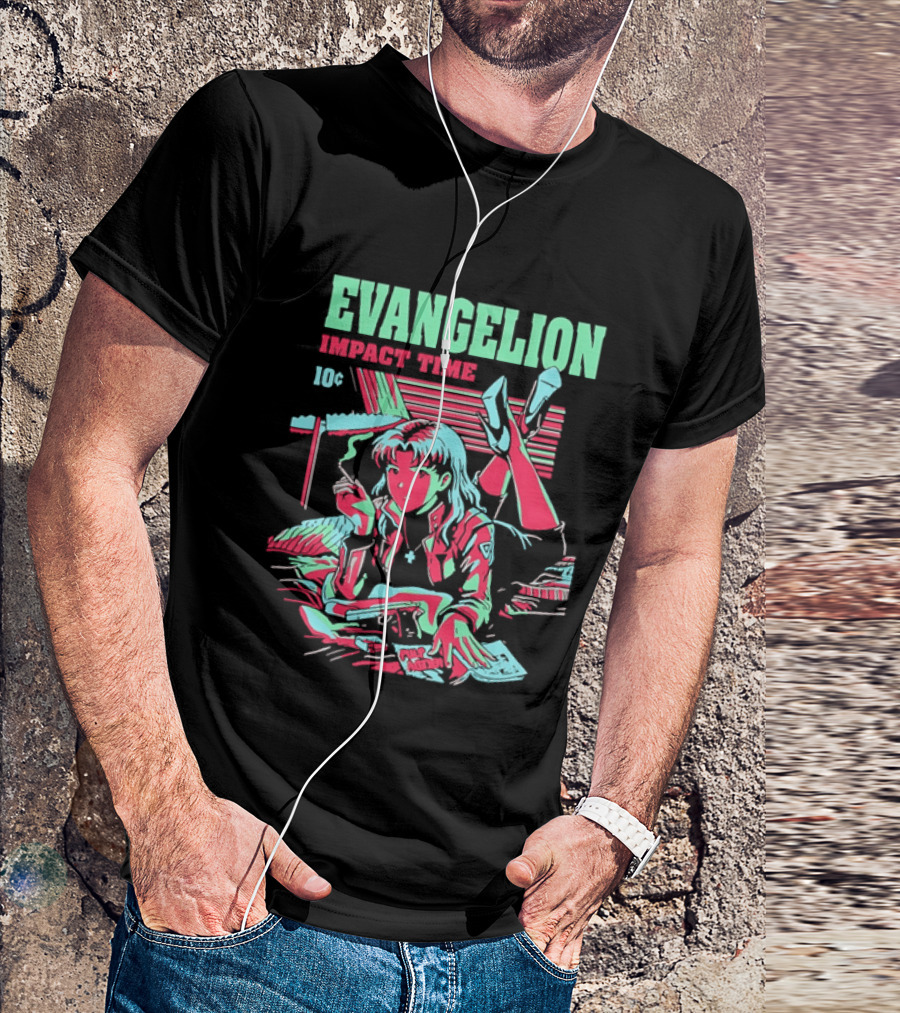 Evangelion Impact Time Misato Katsuragi Smoking Gun Bed Pulp Fiction Visual 90s T-Shirt