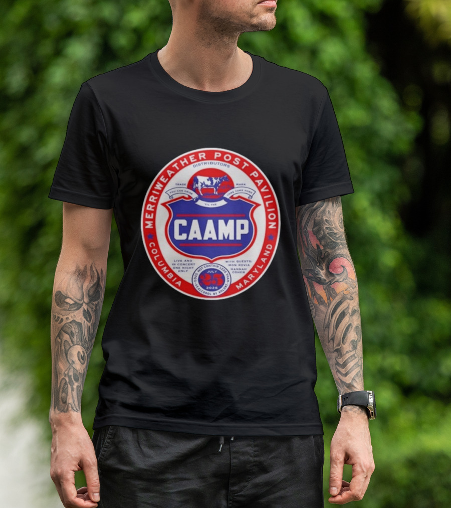 Merriweather Post Pavilion Caamp 2026 Columbia Maryland Concert With Mon Rovio And Hannah Cohen T-Shirt