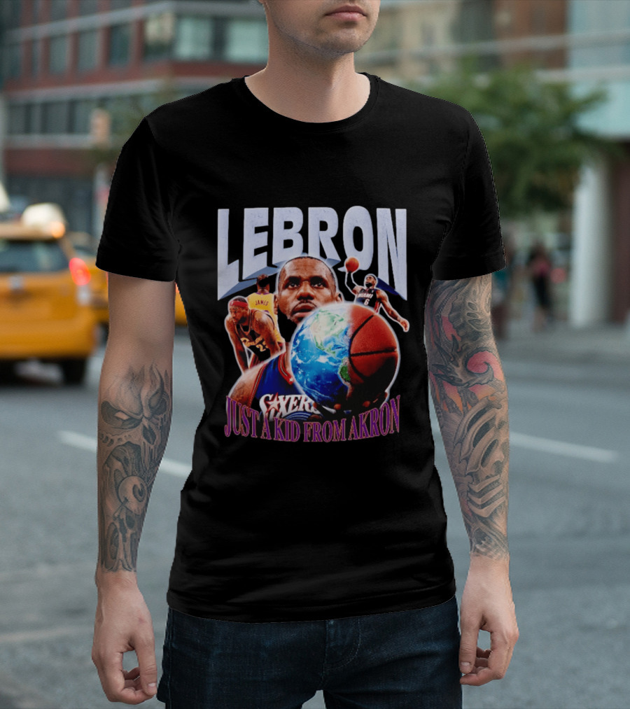 LeBron James Just A Kid From Akron Philadelphia 76ers T-Shirt