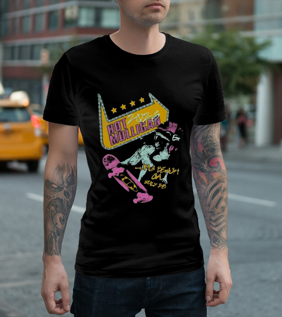 Hot Mulligan Long Beach CA 2026 Warped Tour July 25 Skateboarding Art With Stars T-Shirt