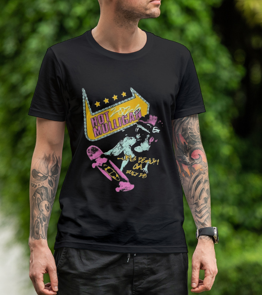 Hot Mulligan Long Beach CA 2026 Warped Tour July 25 Skateboarding Art With Stars T-Shirt
