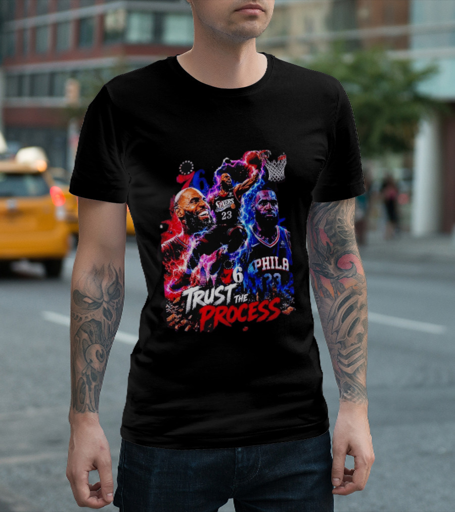 LeBron James Philadelphia 76ers 23 Trust The Process 76 Lightning Energy T-Shirt