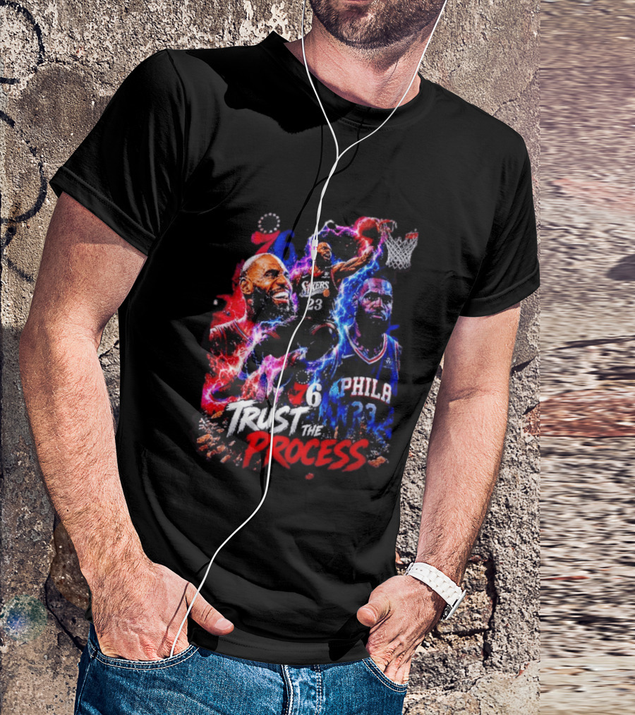 LeBron James Philadelphia 76ers 23 Trust The Process 76 Lightning Energy T-Shirt