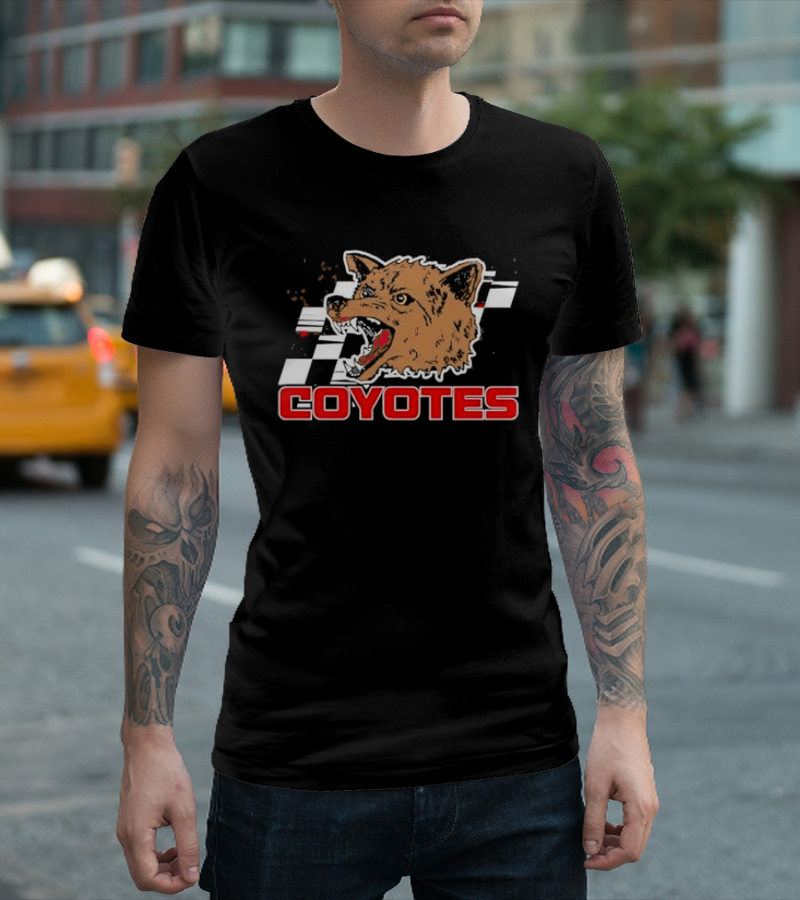 COYOTES Racing Checker Flag Head T-Shirt