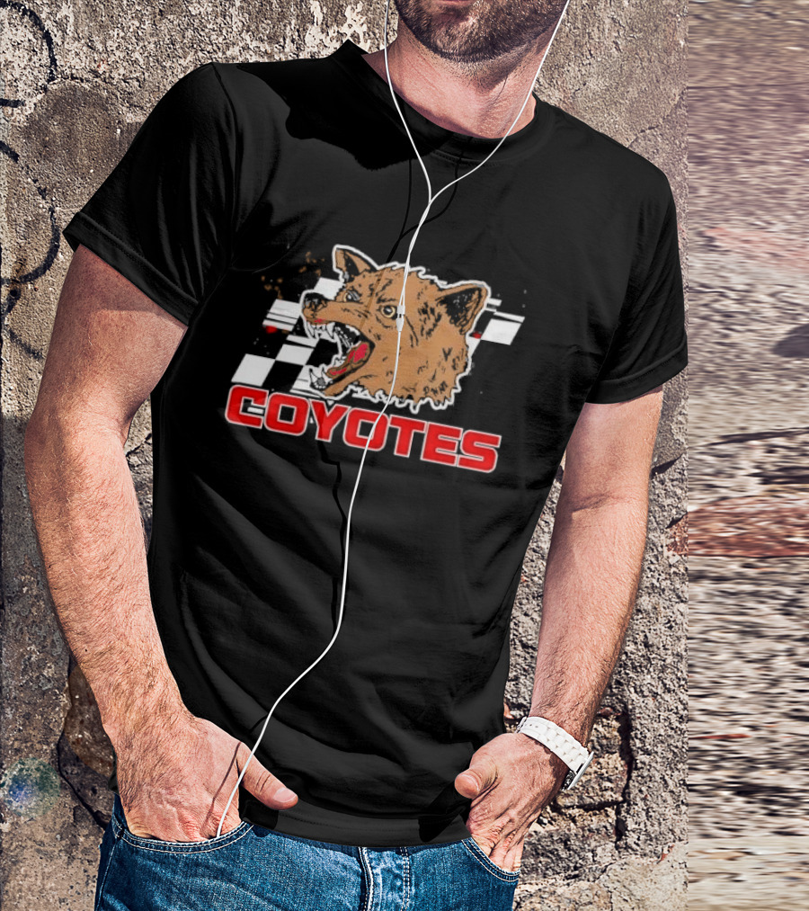 COYOTES Racing Checker Flag Head T-Shirt