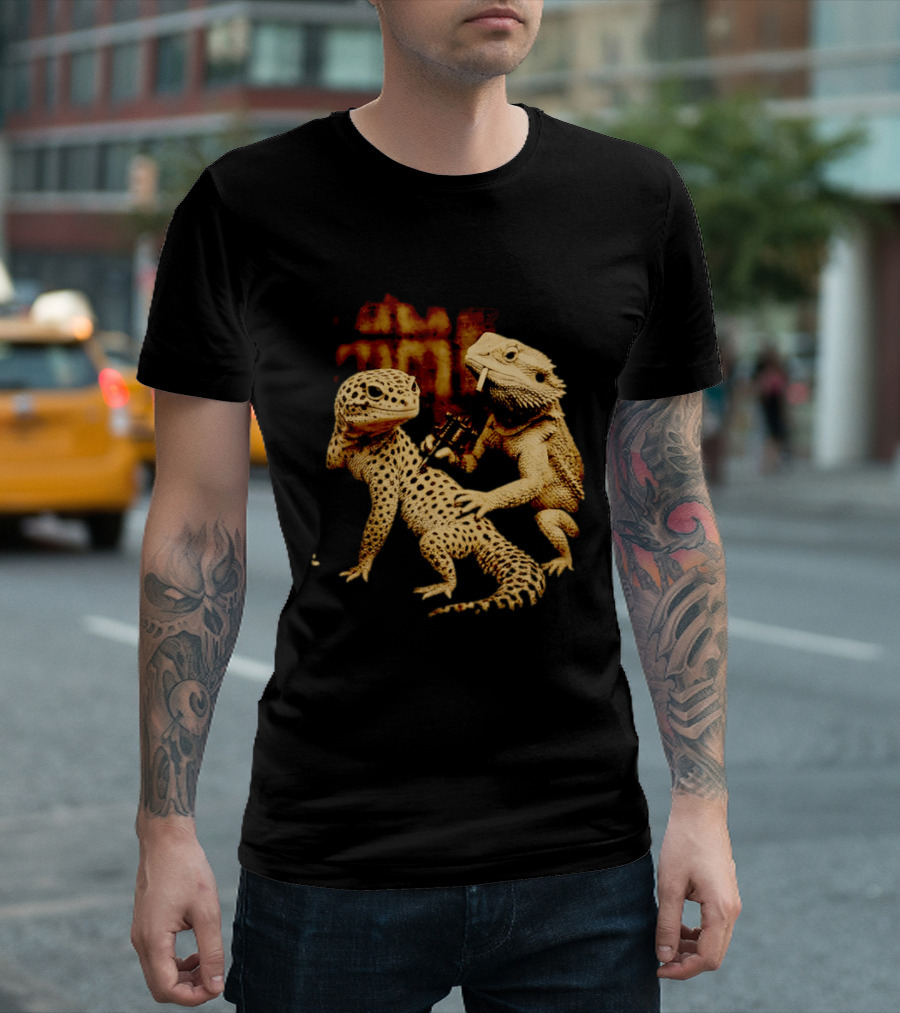 Leopard Gecko Tattoo By Bearded Dragon With Spray Paint Graffiti T-Shirt