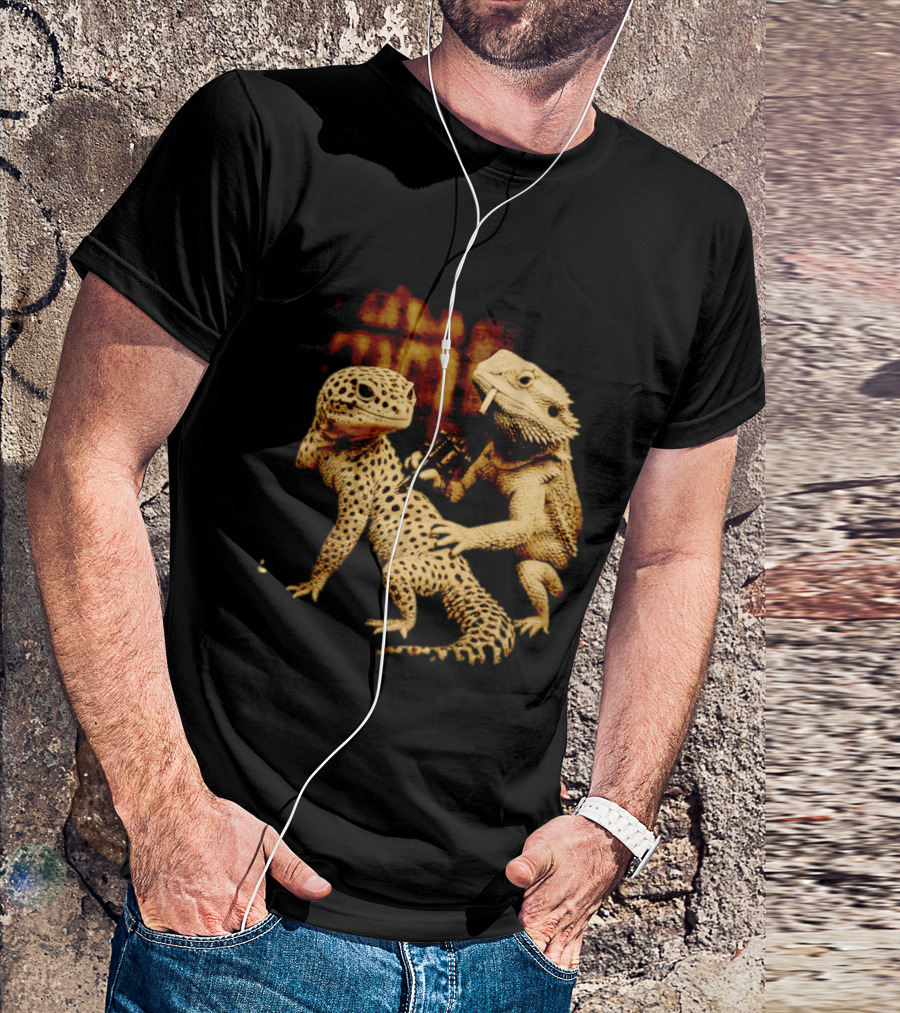 Leopard Gecko Tattoo By Bearded Dragon With Spray Paint Graffiti T-Shirt