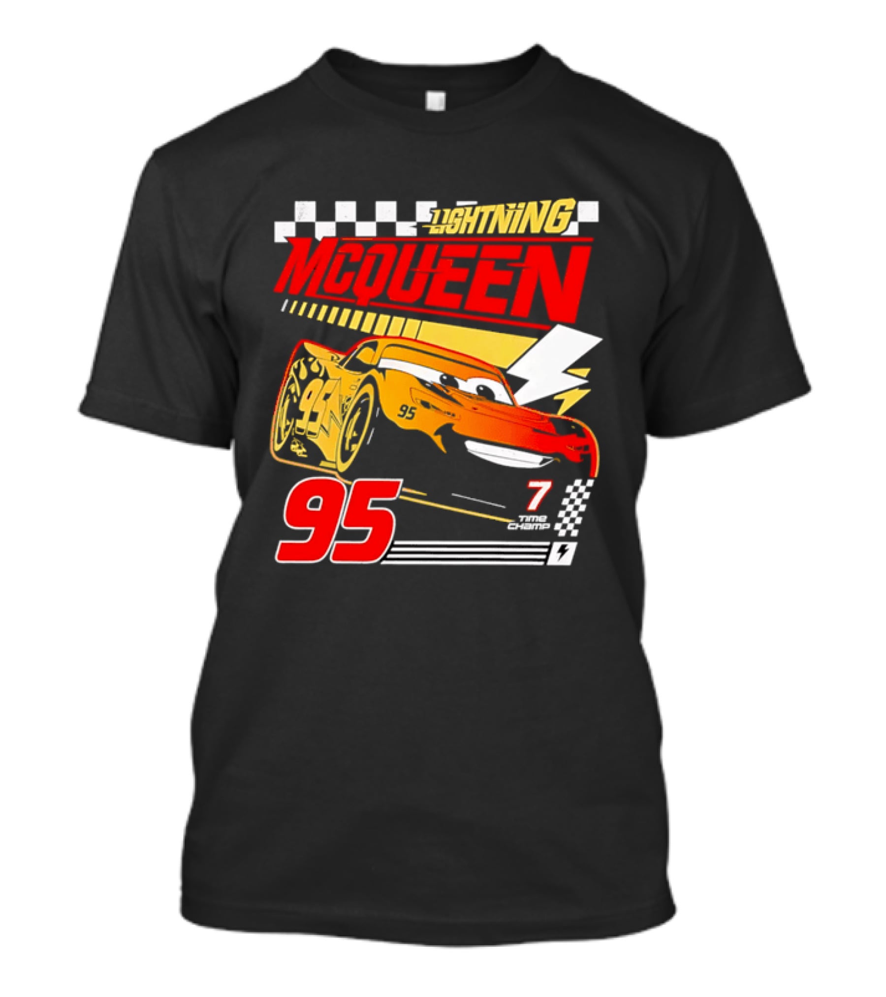 Lightning McQueen Racing 95 Champion Car Number 7 Lightning Bolt T-Shirt