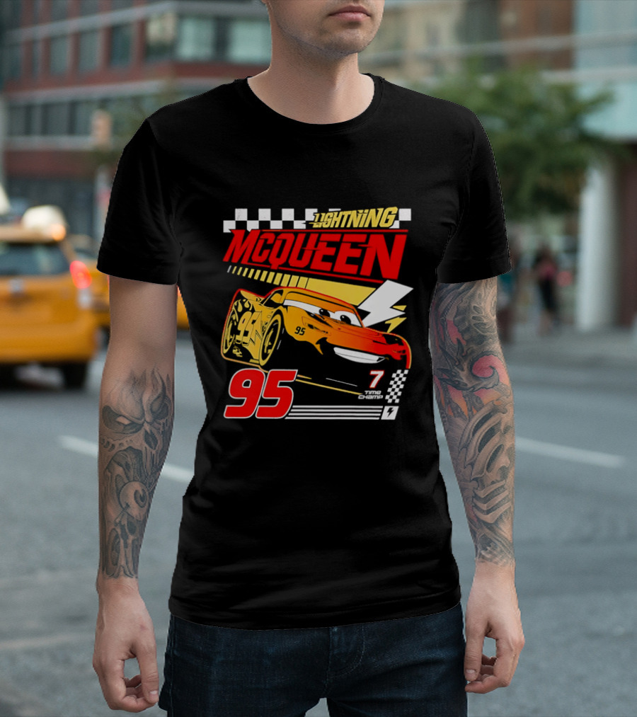 Lightning McQueen Racing 95 Champion Car Number 7 Lightning Bolt T-Shirt