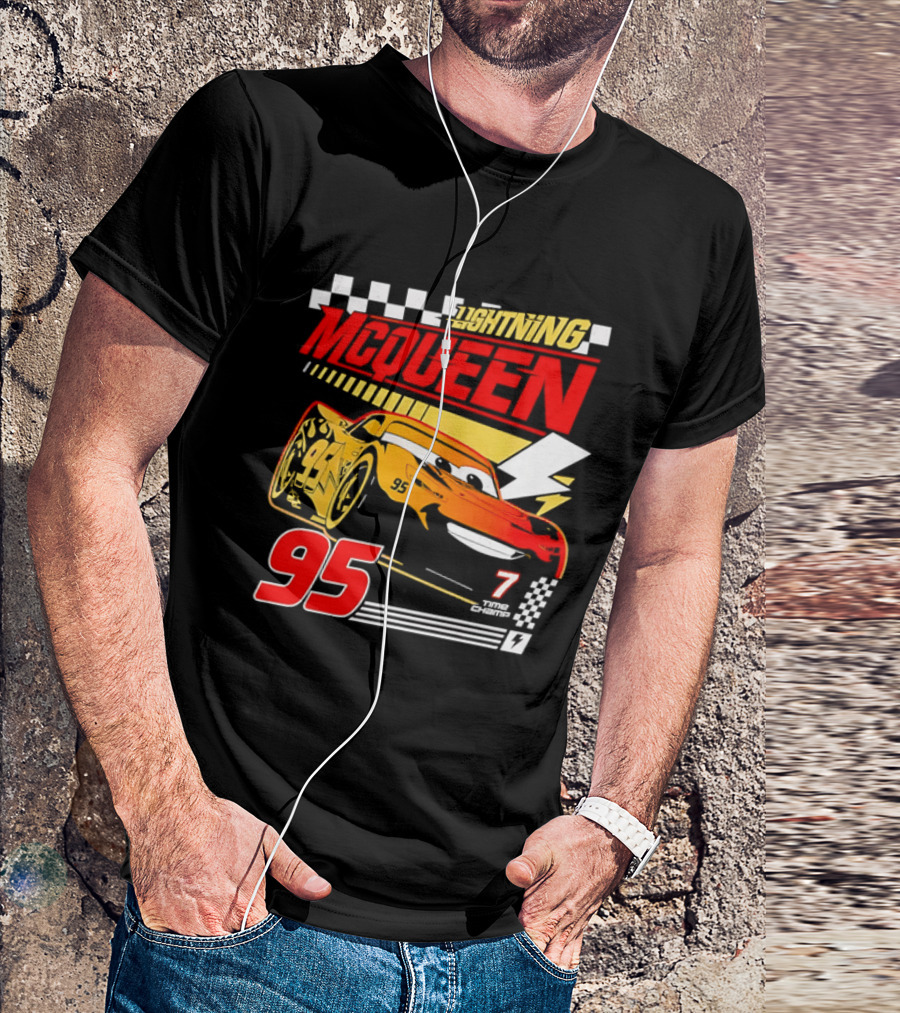 Lightning McQueen Racing 95 Champion Car Number 7 Lightning Bolt T-Shirt