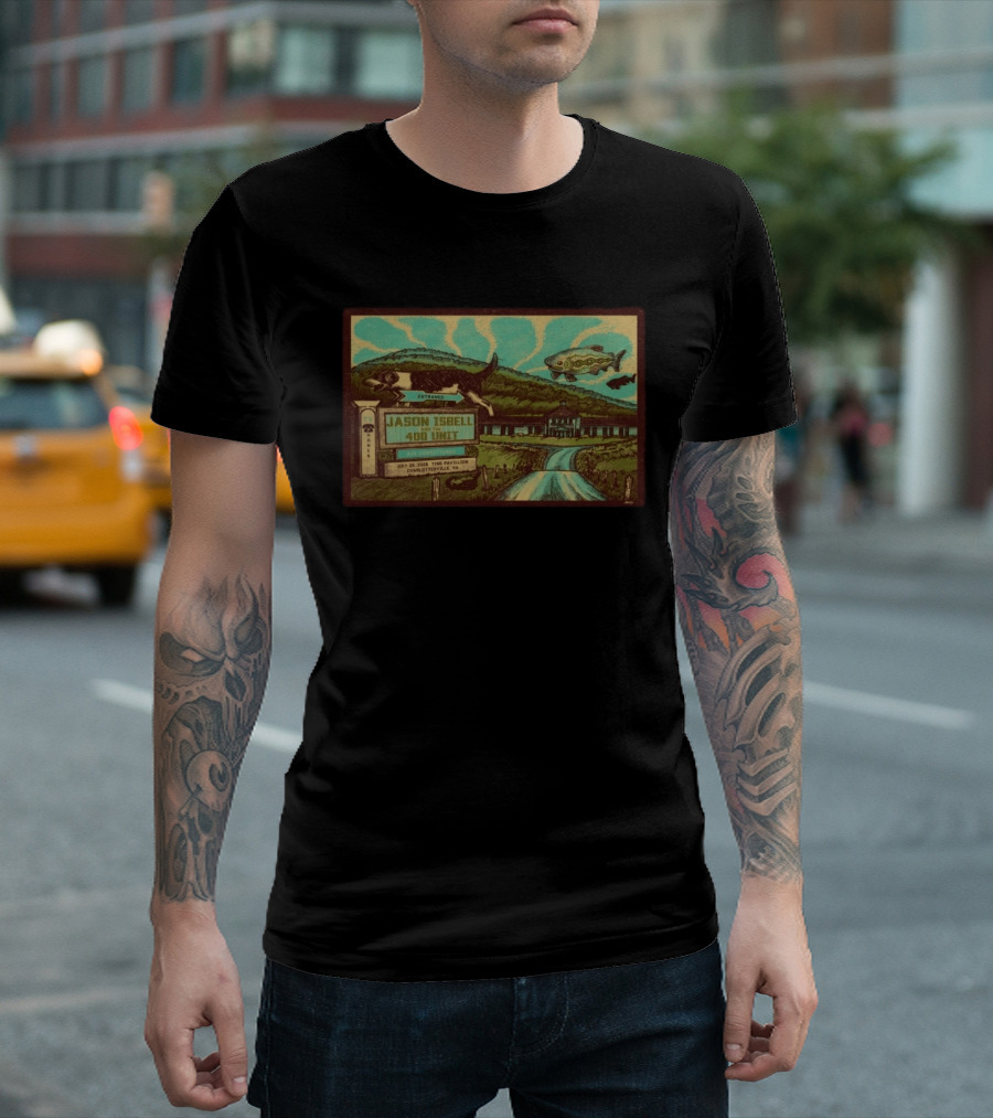 Jason Isbell And The 400 Unit July 26 2026 Ting Pavilion Charlottesville VA Concert With Dog Fish Farmhouse Scene T-Shirt