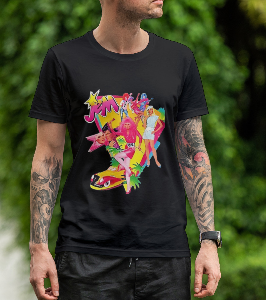 Jem 80s Cartoon Band Pop Music Star Singer Fashion Aesthetic Retro Characters T-Shirt