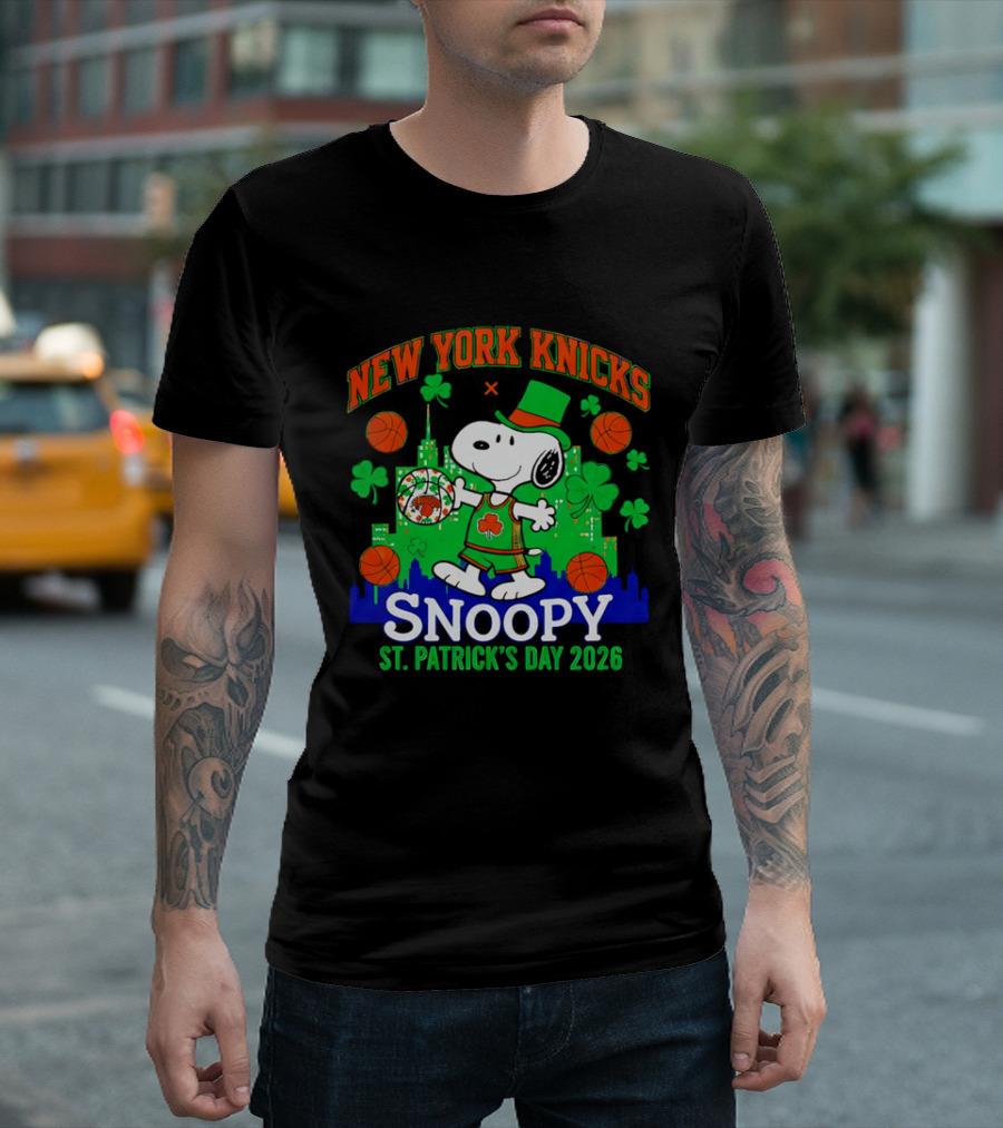 New York Knicks Snoopy St Patrick's Day 2026 Celebration T-Shirt