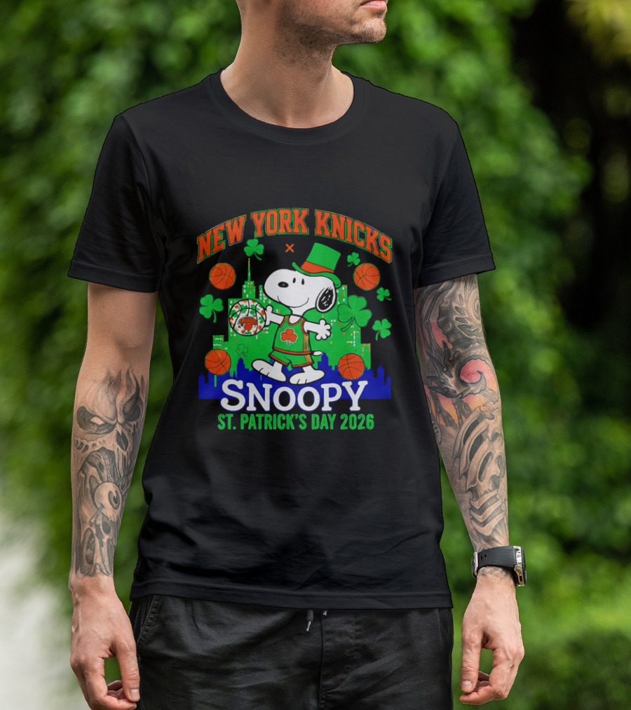 New York Knicks Snoopy St Patrick's Day 2026 Celebration T-Shirt