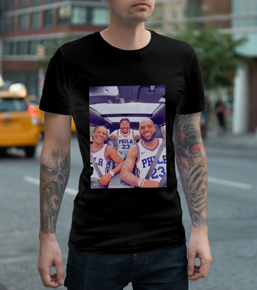 Phila 23 Lebron James Bronny James Philadelphia 76Ers Team Jersey T-Shirt
