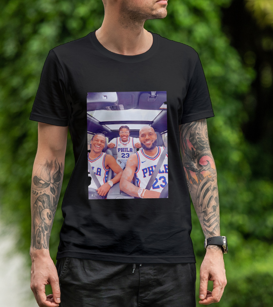 Phila 23 Lebron James Bronny James Philadelphia 76Ers Team Jersey T-Shirt