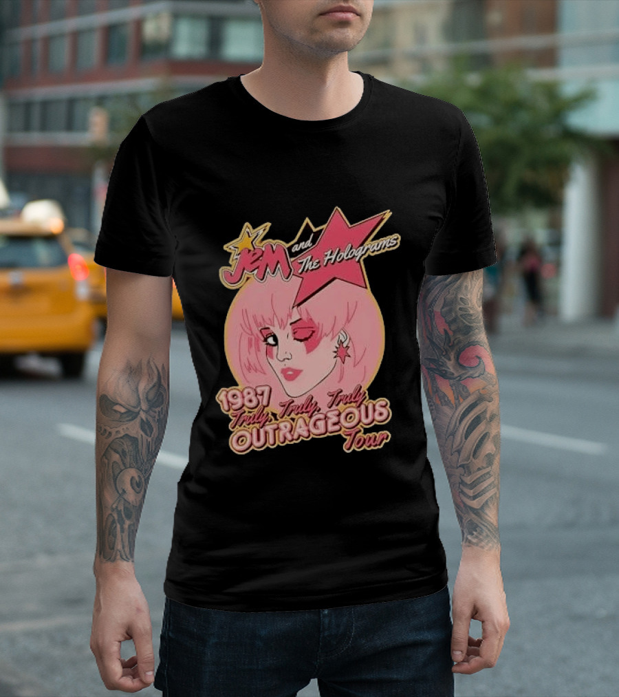 1987 Truly Outrageous Tour Jem And The Holograms Retro Pink Star T-Shirt