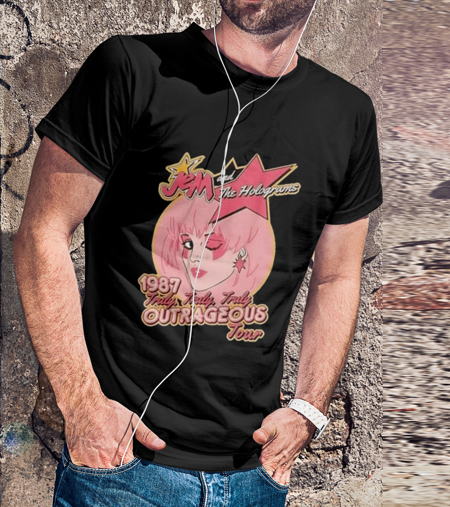 1987 Truly Outrageous Tour Jem And The Holograms Retro Pink Star T-Shirt