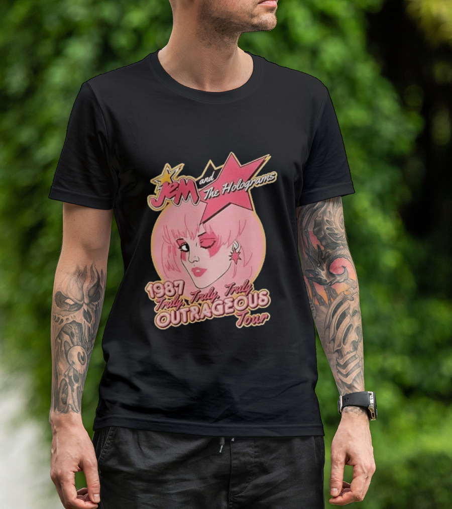 1987 Truly Outrageous Tour Jem And The Holograms Retro Pink Star T-Shirt