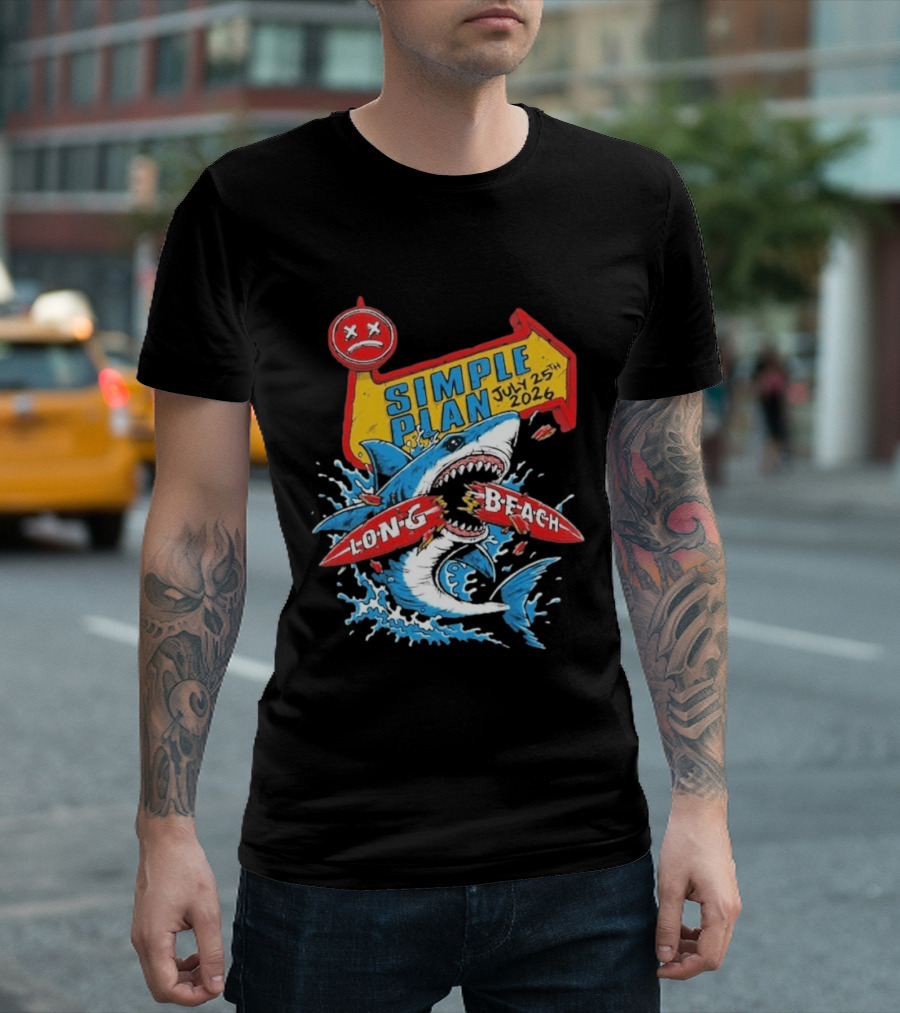 Simple Plan Shark Long Beach July 25 2026 T-Shirt