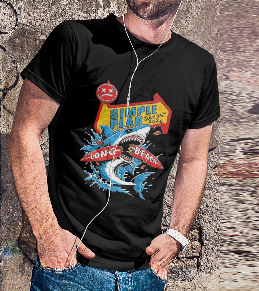 Simple Plan Shark Long Beach July 25 2026 T-Shirt
