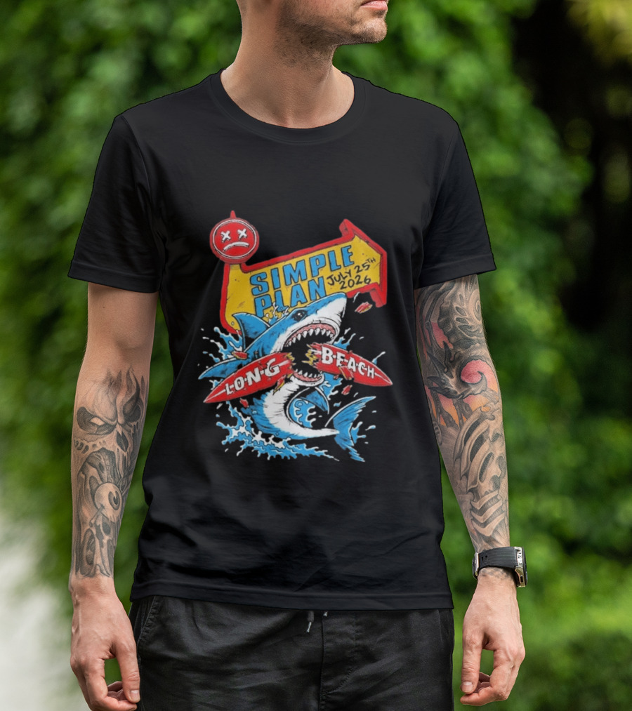 Simple Plan Shark Long Beach July 25 2026 T-Shirt