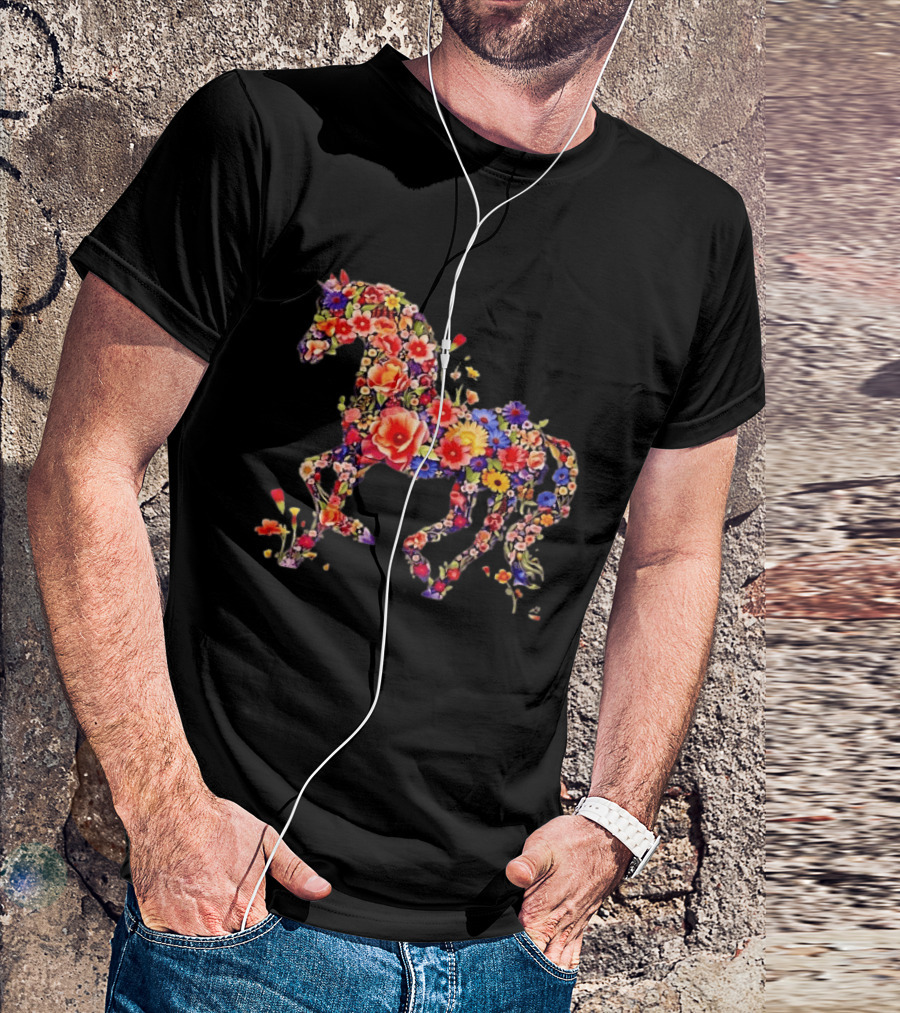 Unicorn Floral Blossoms Mythical Fantasy Animal Nature Garden Botanical T-Shirt