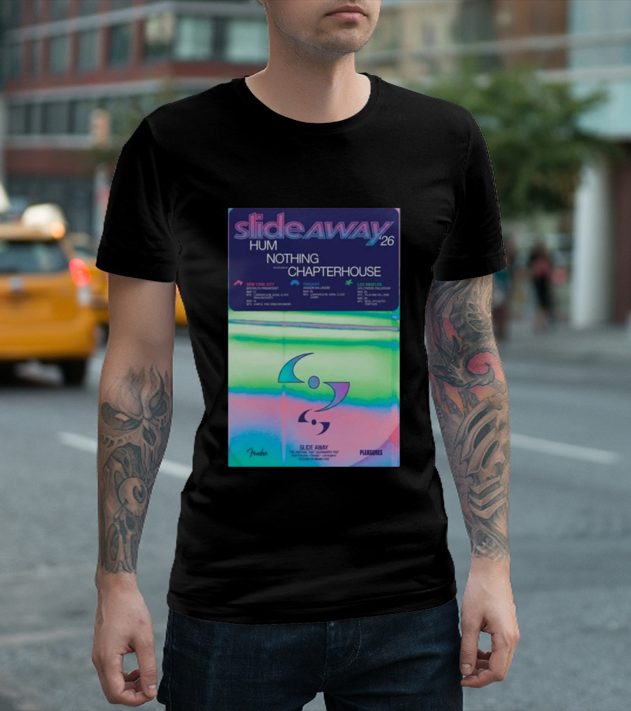 Slide Away 26 Tour Featuring Hum Nothing Chapterhouse May 2026 New York City Chicago Los Angeles T-Shirt