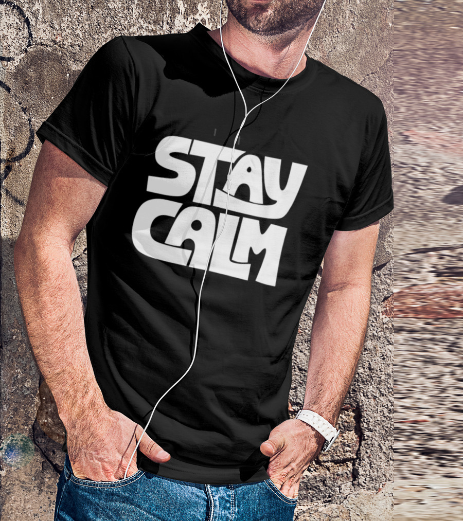 Stay Calm Text Bold Bubble Letters T-Shirt