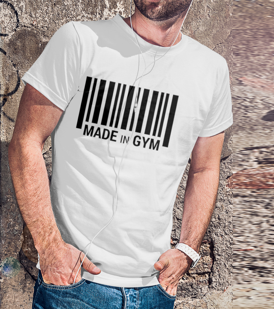 Barcode Made In Gym Fitness Motivational T-Shirt