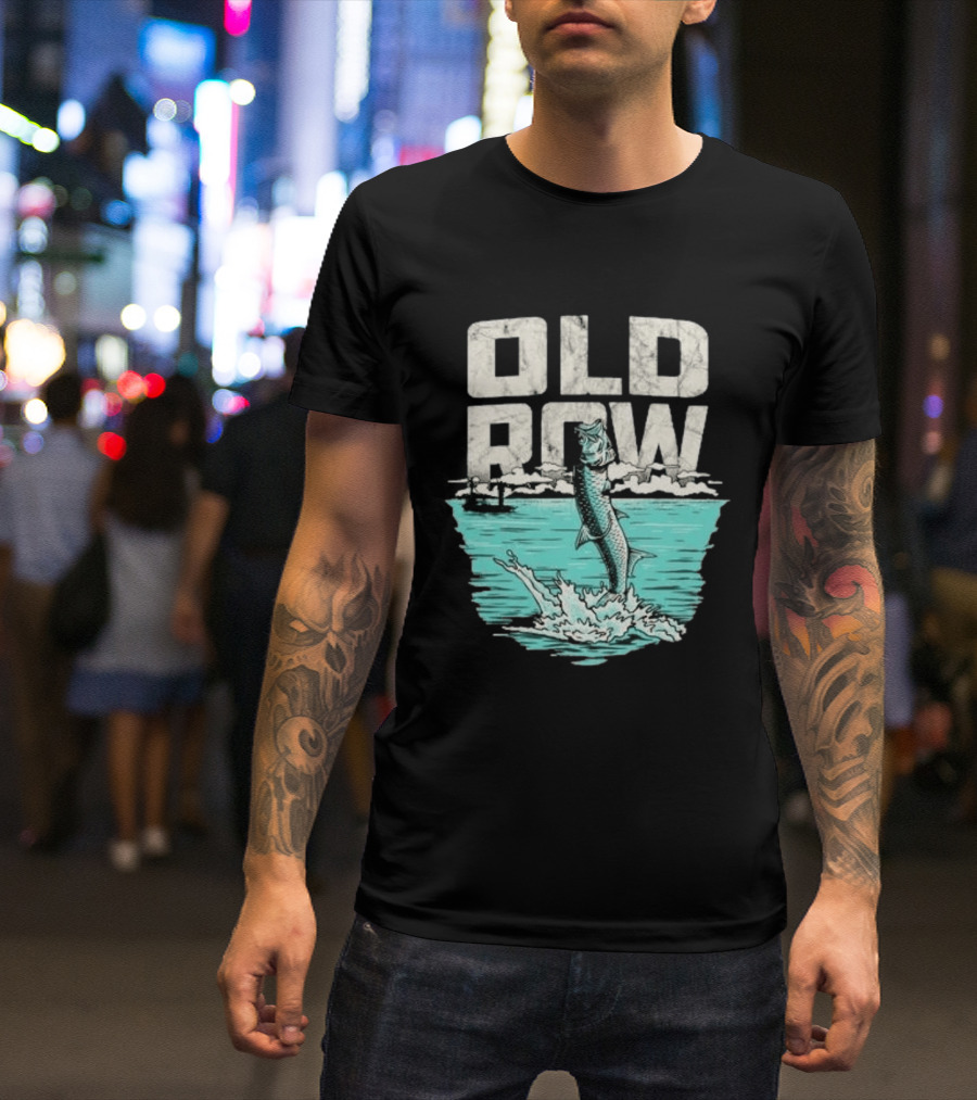 Old Row Tarpon Jumping Fishing Scene T-Shirt