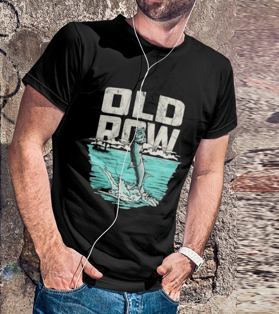 Old Row Tarpon Jumping Fishing Scene T-Shirt
