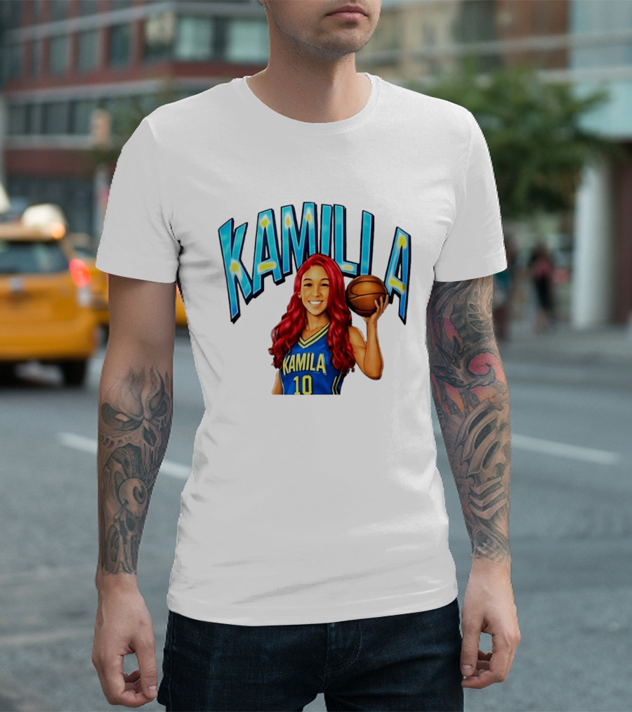 Kamilla Cardoso Basketball Art With Blue And Yellow Jersey T-Shirt