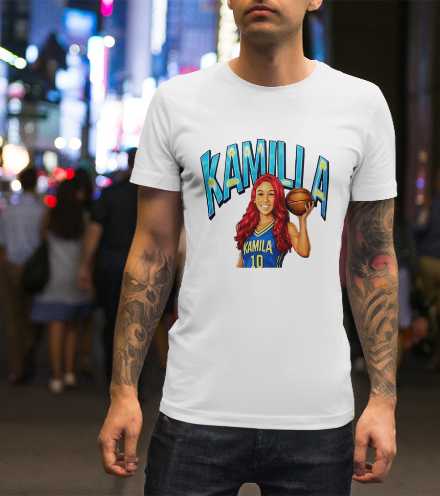 Kamilla Cardoso Basketball Art With Blue And Yellow Jersey T-Shirt