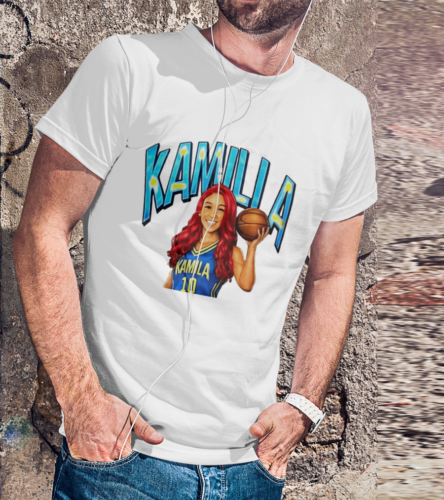 Kamilla Cardoso Basketball Art With Blue And Yellow Jersey T-Shirt