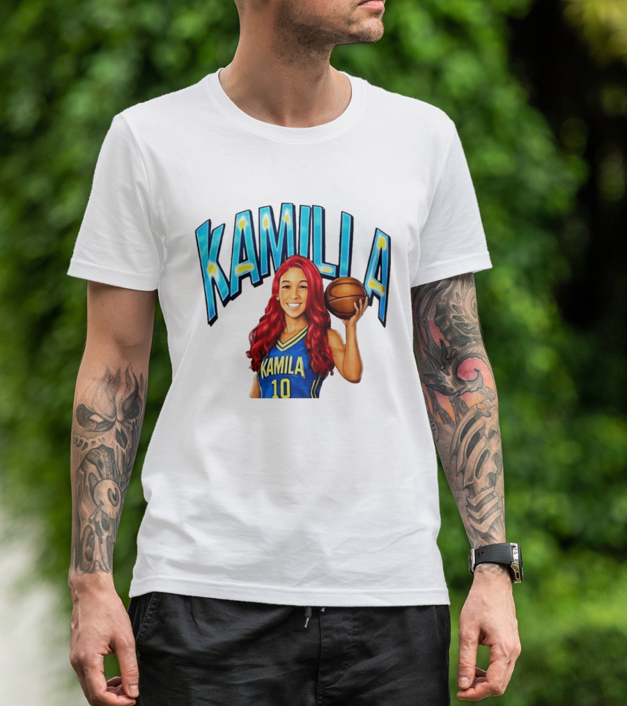 Kamilla Cardoso Basketball Art With Blue And Yellow Jersey T-Shirt