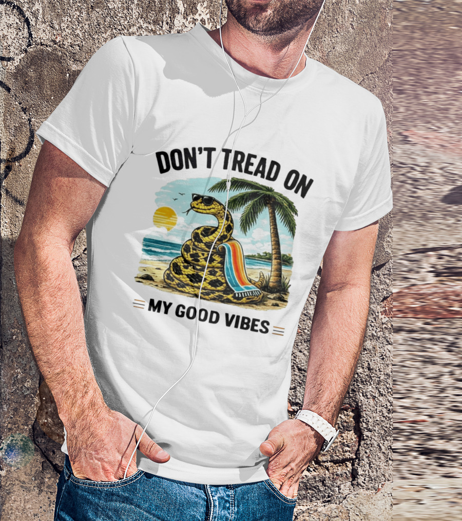 Don't Tread On My Good Vibes Beach Snake Palm Tree Summer T-Shirt