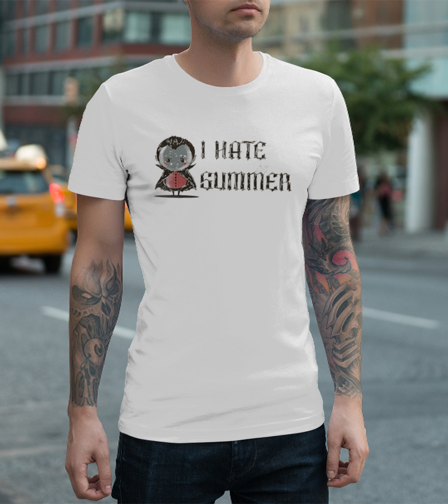 Dracula I Hate Summer Cute Vampire Comic T-Shirt