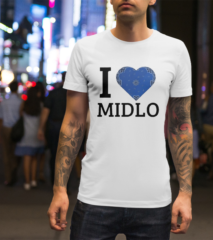 Midlo Love I Heart Blue Bandana T-Shirt