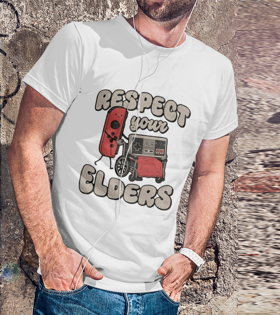 Respect Your Elders Retro Game Console Humor T-Shirt