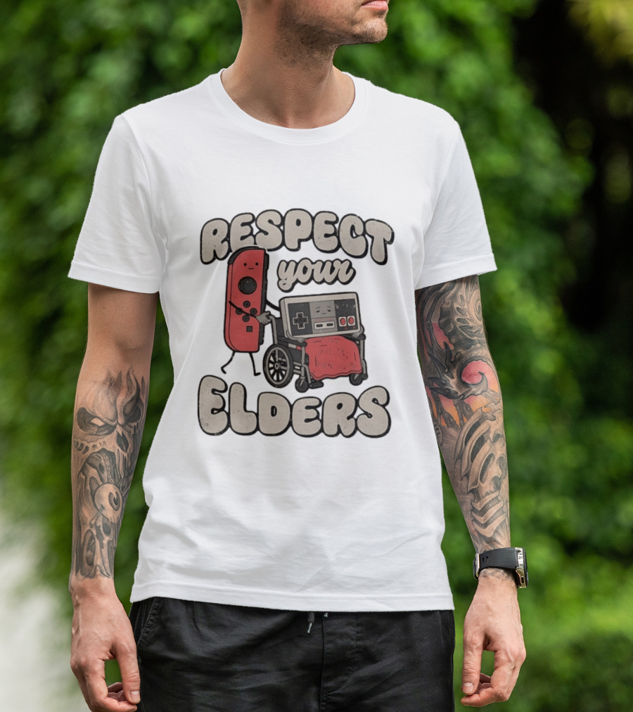 Respect Your Elders Retro Game Console Humor T-Shirt