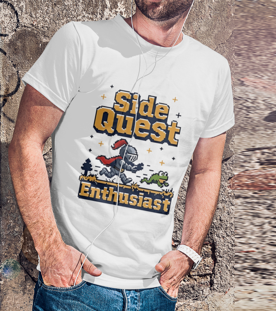 Side Quest Enthusiast Knight Chasing Frog Adventure T-Shirt
