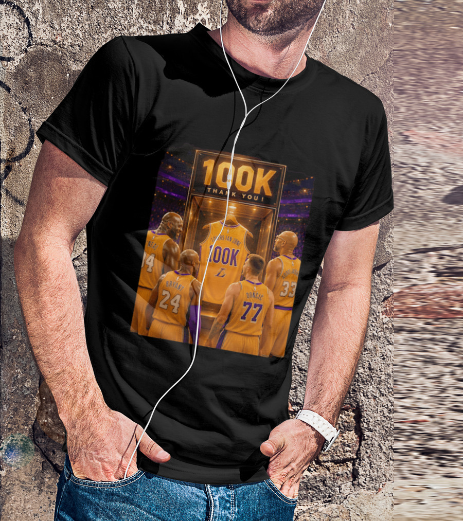 100K Thank You Lakers Fan Zone Players Shaq Kobe Abdul Jabbar T-Shirt
