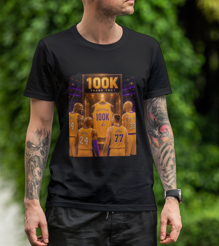 100K Thank You Lakers Fan Zone Players Shaq Kobe Abdul Jabbar T-Shirt