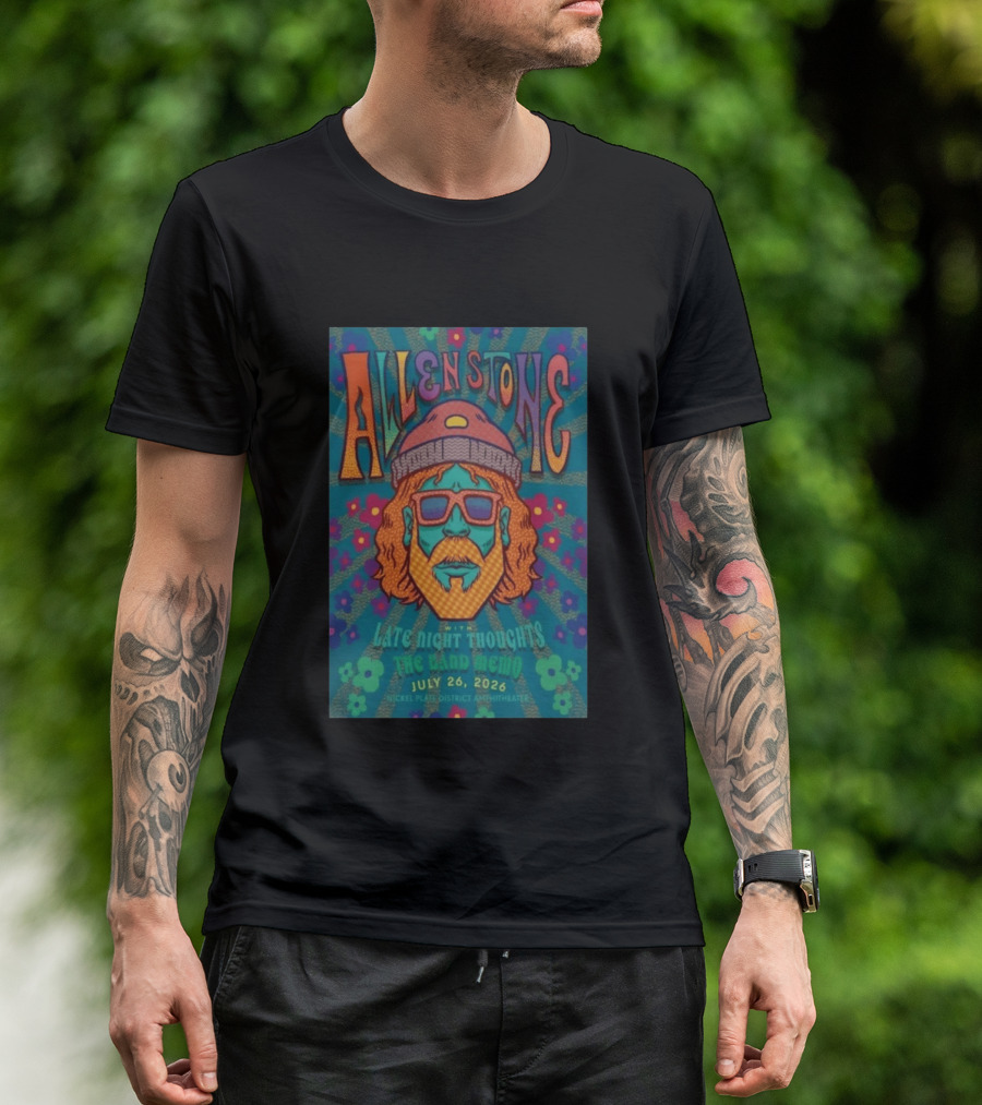 Allen Stone Fishers Indiana Late Night Thoughts The Band Memo July 26 2026 Nickel Plate District Amphitheater T-Shirt
