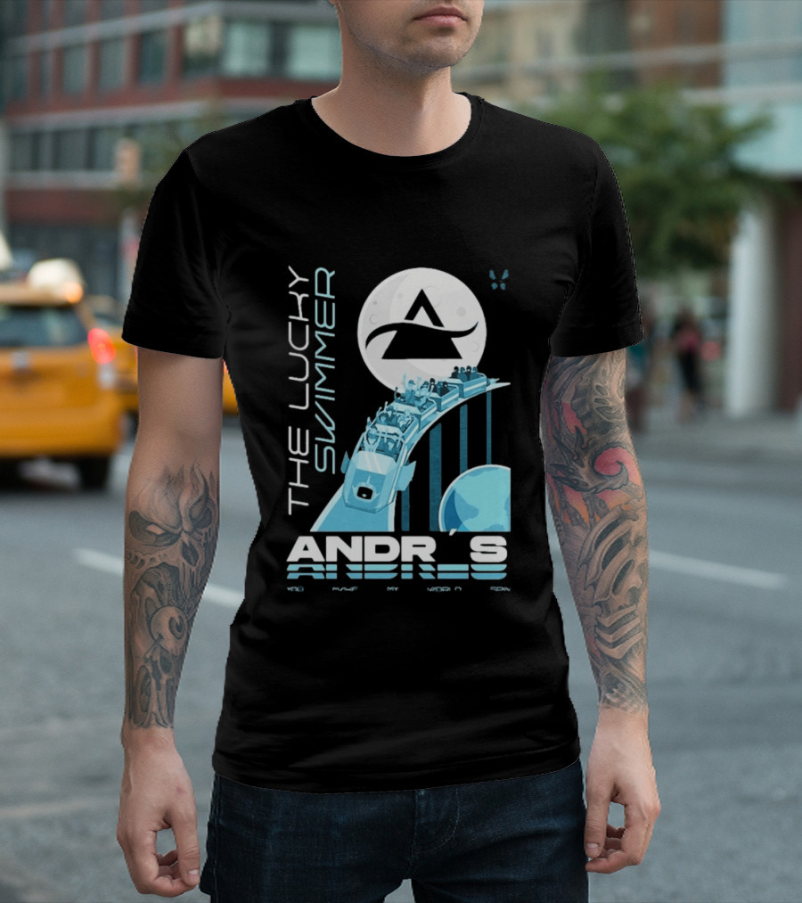 The Lucky Swimmer Andrés Roller Adventure Moon T-Shirt