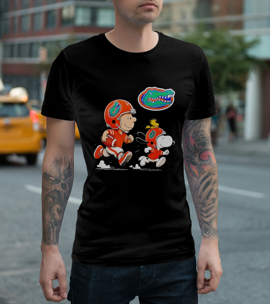 Charlie Brown Snoopy Florida Gators Football Running Kids T-Shirt